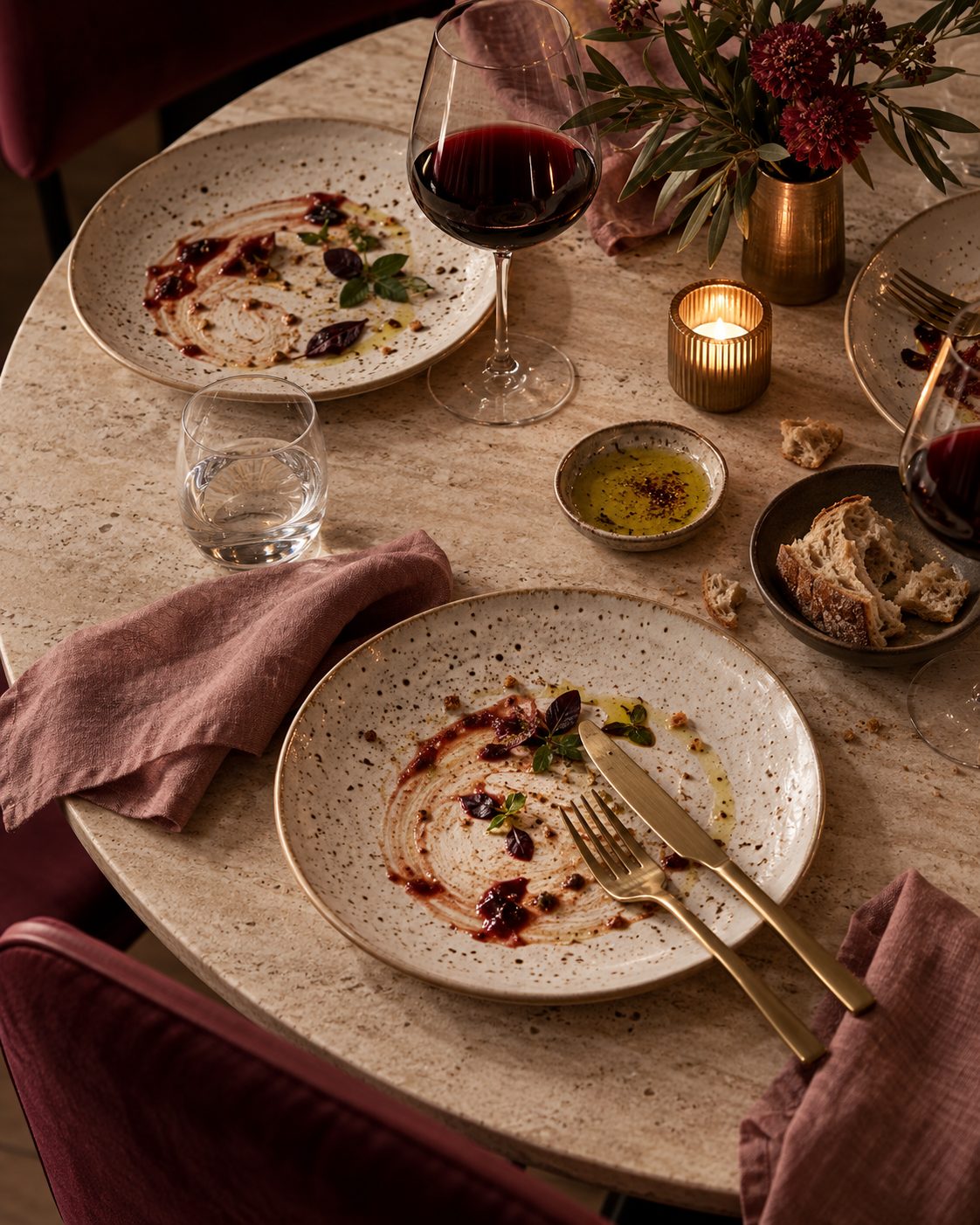 Une table en fin de dîner